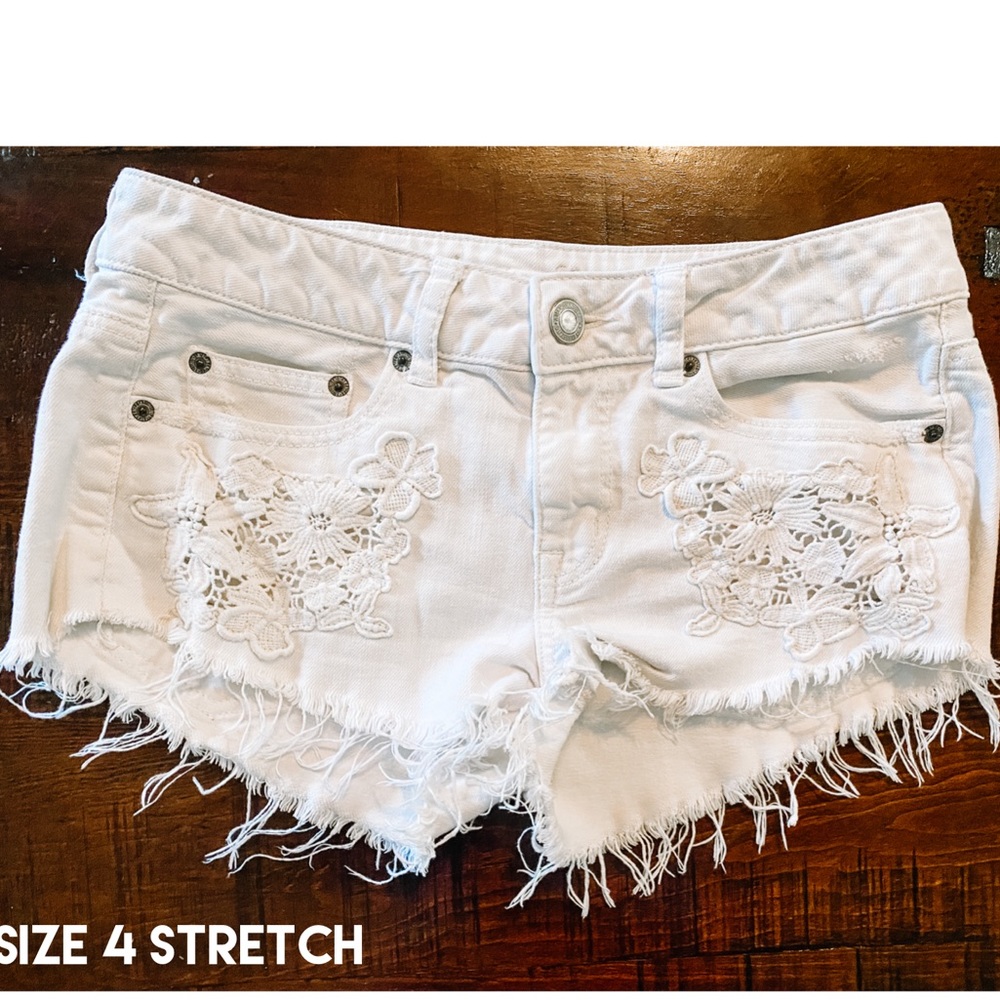 White cut off shorts
